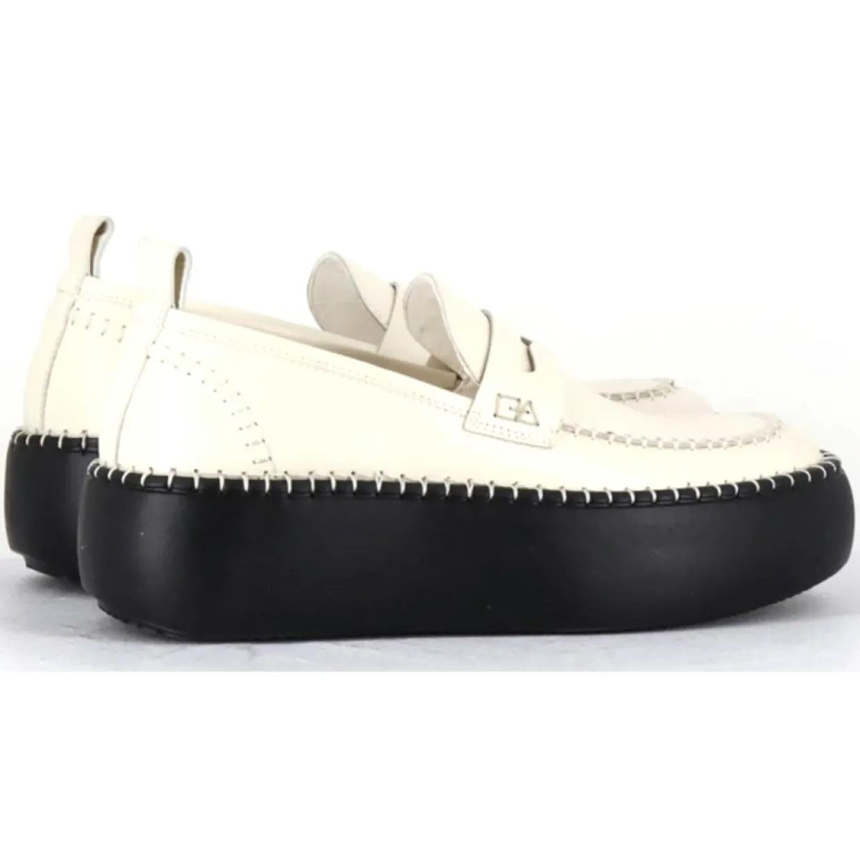Femme Oa Non Fashion Mocassins^Mocassins en Cuir blancs - Talon 5 cm
