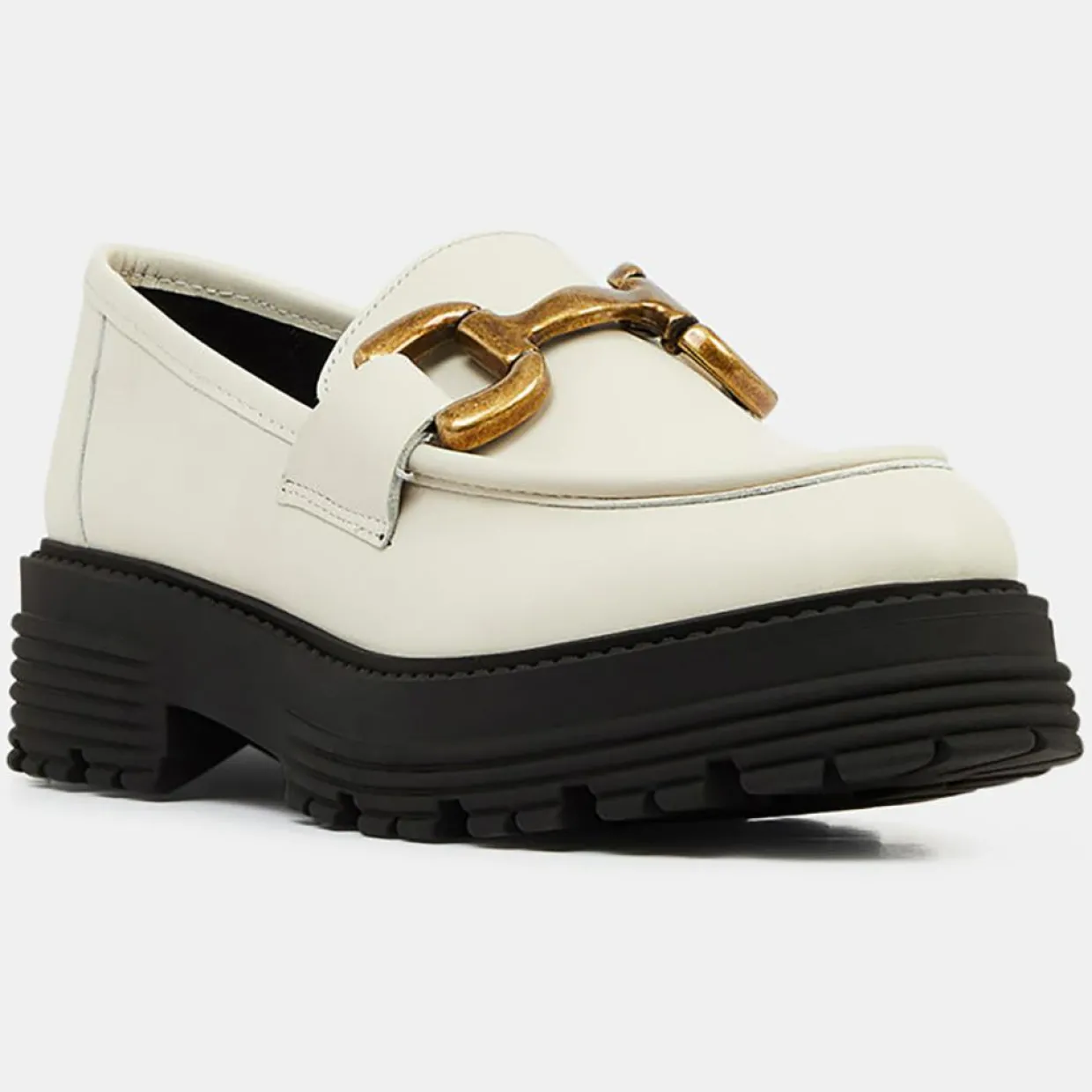 Femme Galeries Lafayette Mocassins^Mocassins en Cuir boucle beiges - Talon 5 cm