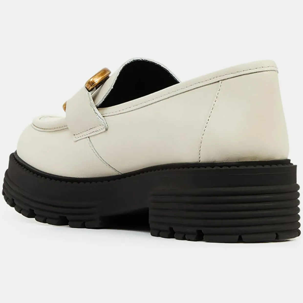 Femme Galeries Lafayette Mocassins^Mocassins en Cuir boucle beiges - Talon 5 cm