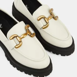 Femme Galeries Lafayette Mocassins^Mocassins en Cuir boucle beiges - Talon 5 cm