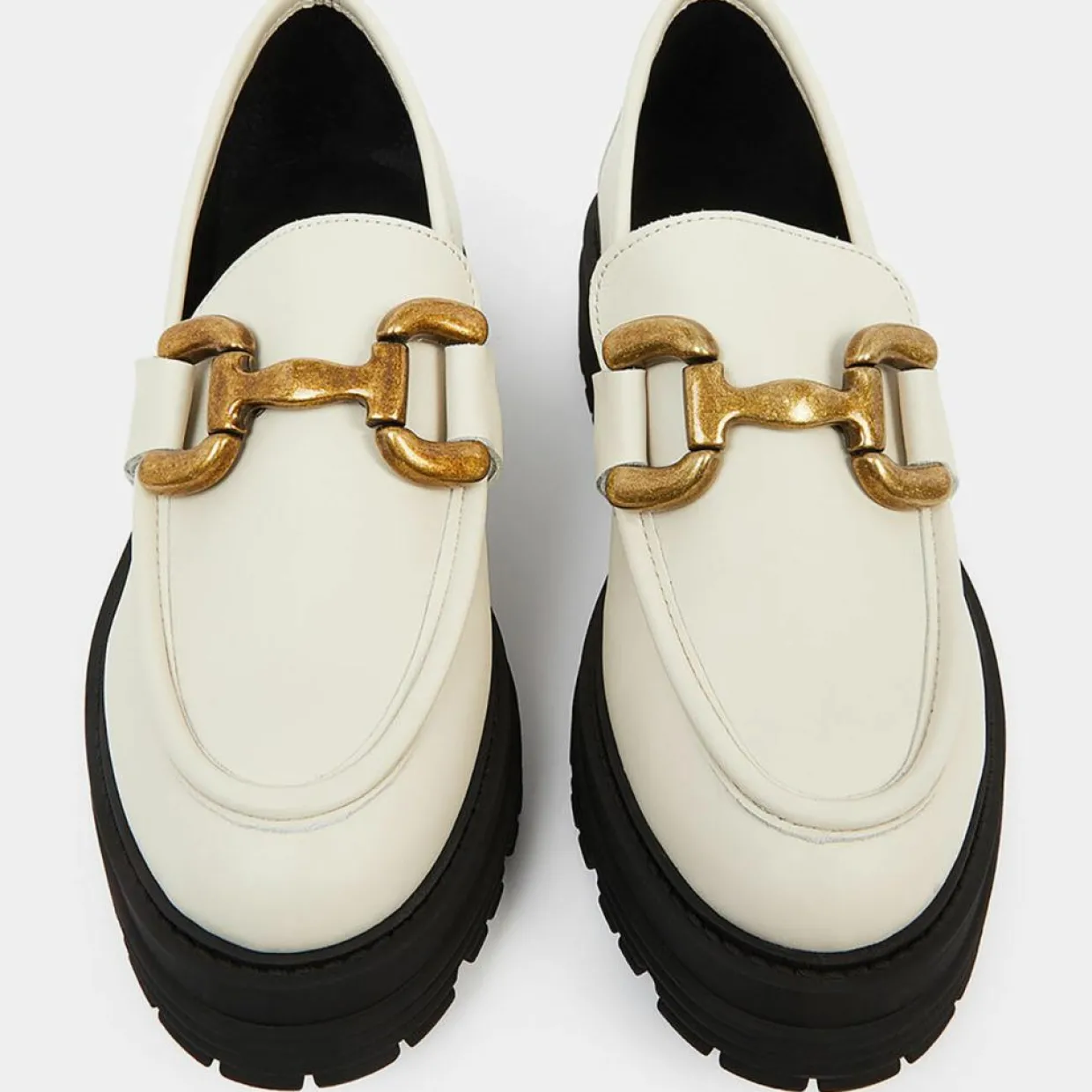 Femme Galeries Lafayette Mocassins^Mocassins en Cuir boucle beiges - Talon 5 cm