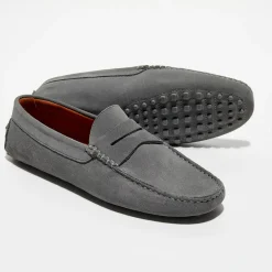 Homme Loafers Mocassins^Mocassins en Velours de Cuir Adam gris