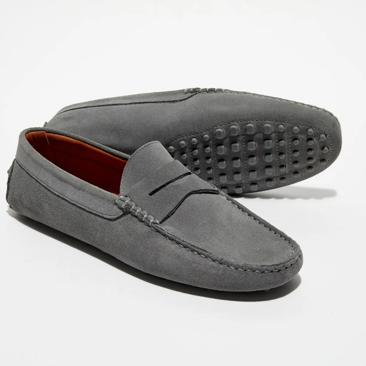 Homme Loafers Mocassins^Mocassins en Velours de Cuir Adam gris