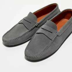 Homme Loafers Mocassins^Mocassins en Velours de Cuir Adam gris