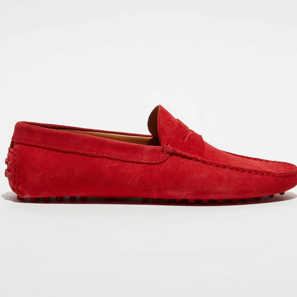 Mocassins en Velours de Cuir Martin rouges-Loafers Clearance