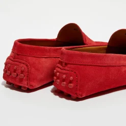 Mocassins en Velours de Cuir Martin rouges-Loafers Clearance