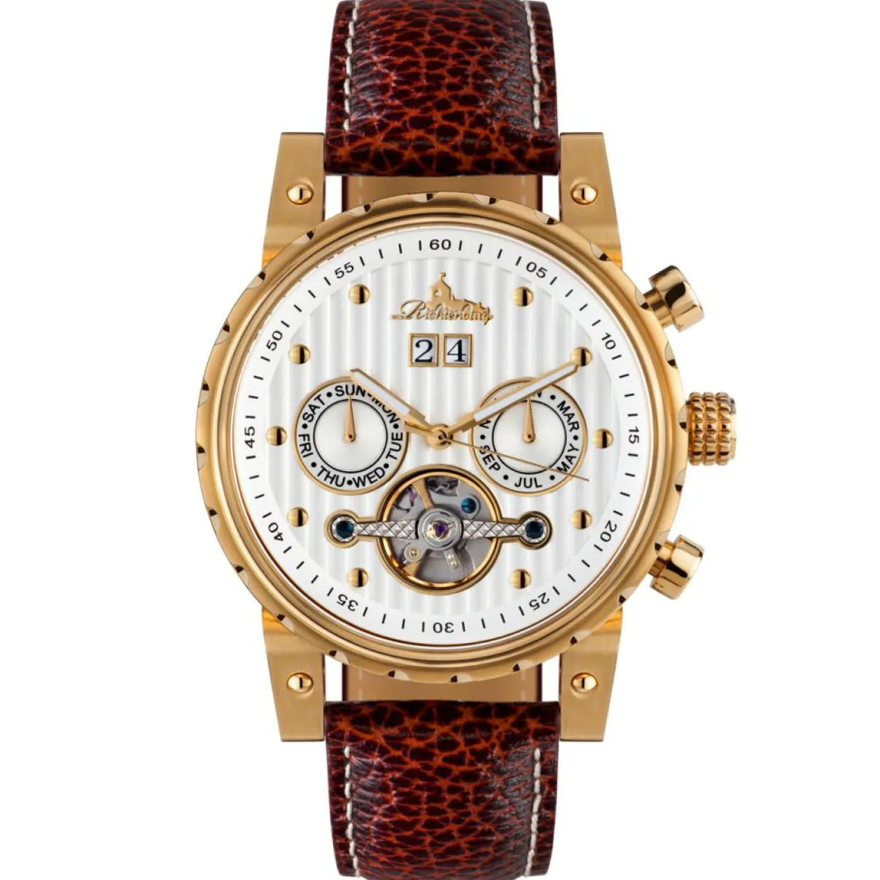Montre automatique Homme en Cuir Newport marron-Richtenburg Online