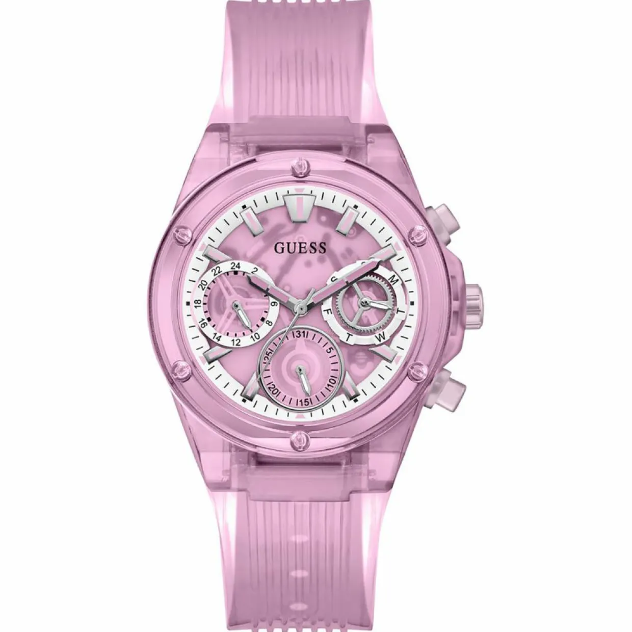Montre Femme Athena en Silicone rose-Guess Outlet