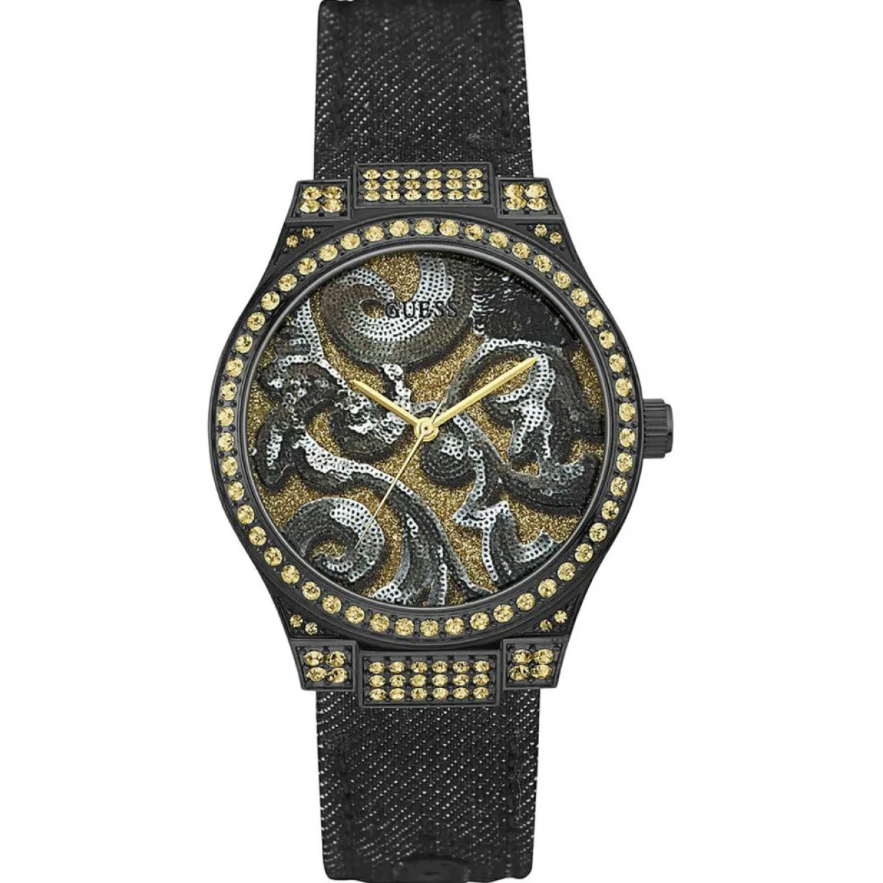 Montre Femme Baroque en Tissu noire-Guess Outlet