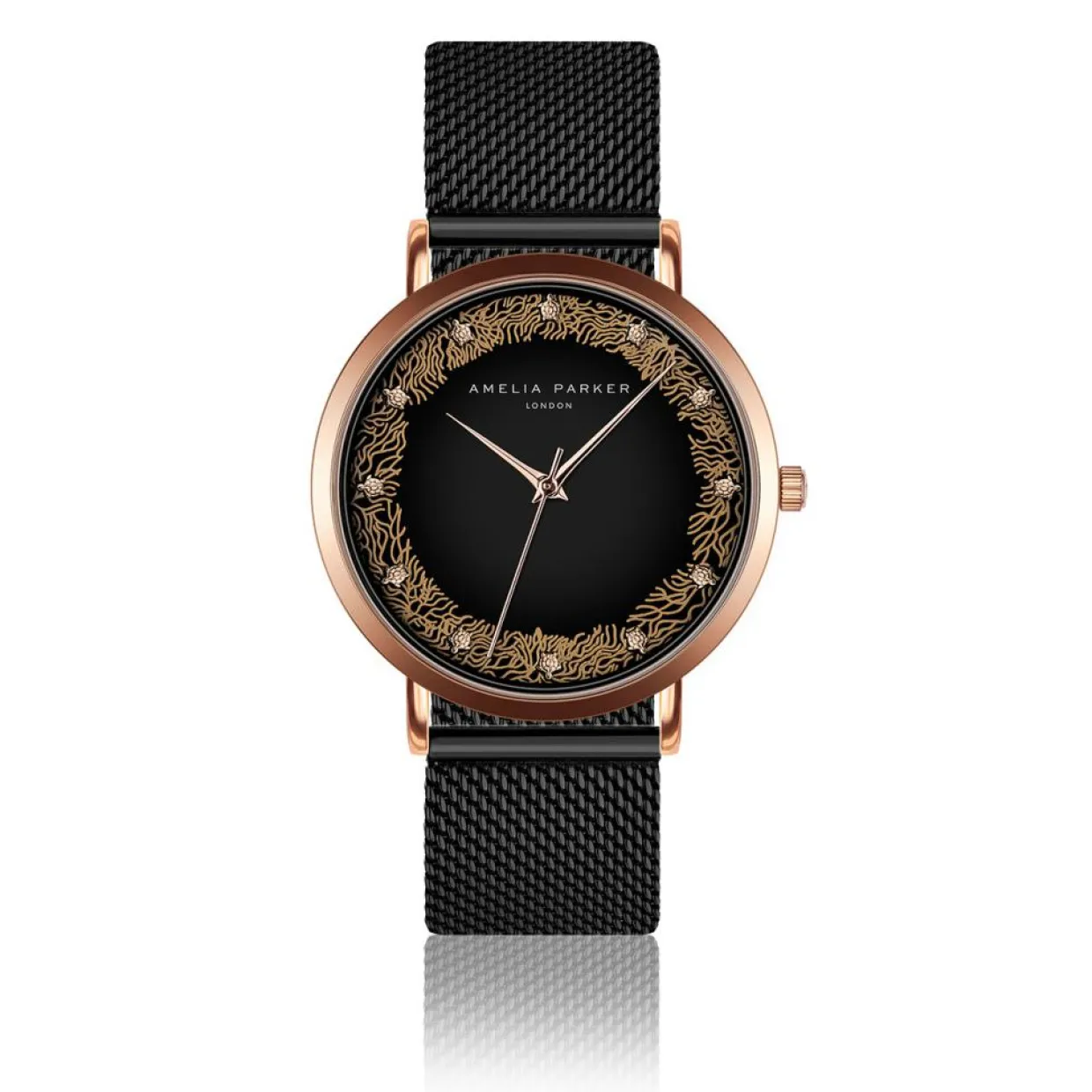 Montre Femme Coral en Acier noire-Amelia Parker