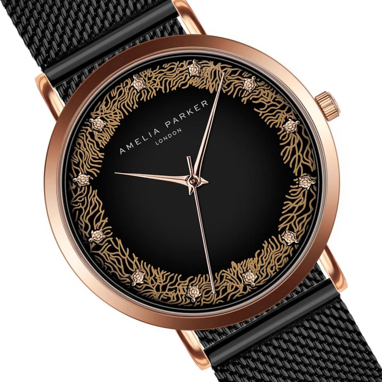 Montre Femme Coral en Acier noire-Amelia Parker
