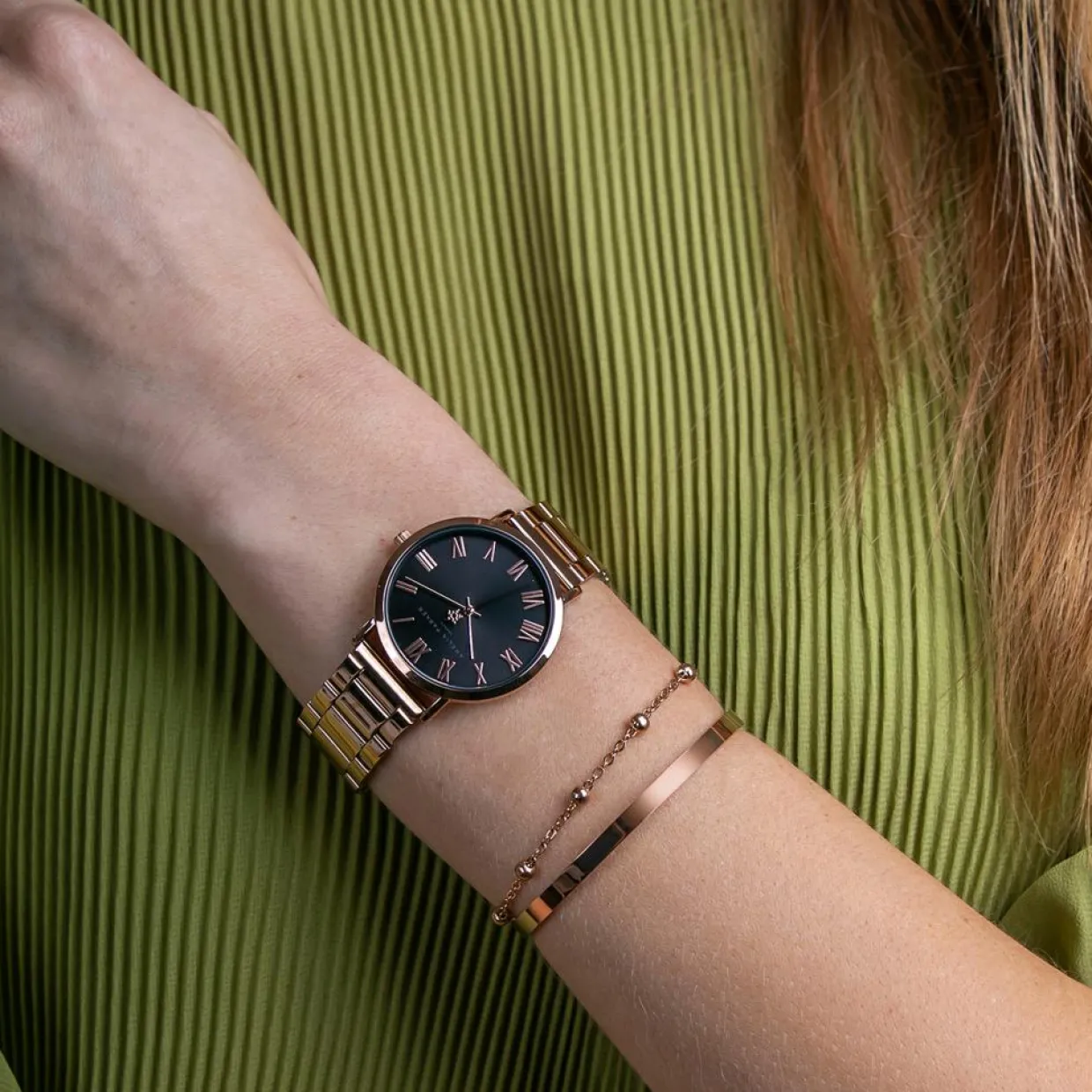 Femme Amelia Parker Montres^Montre Femme en Acier Grand rose doré
