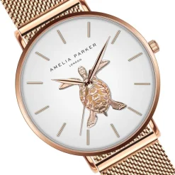 Femme Amelia Parker Montres^Montre Femme en Acier Rose Turtle rose doré