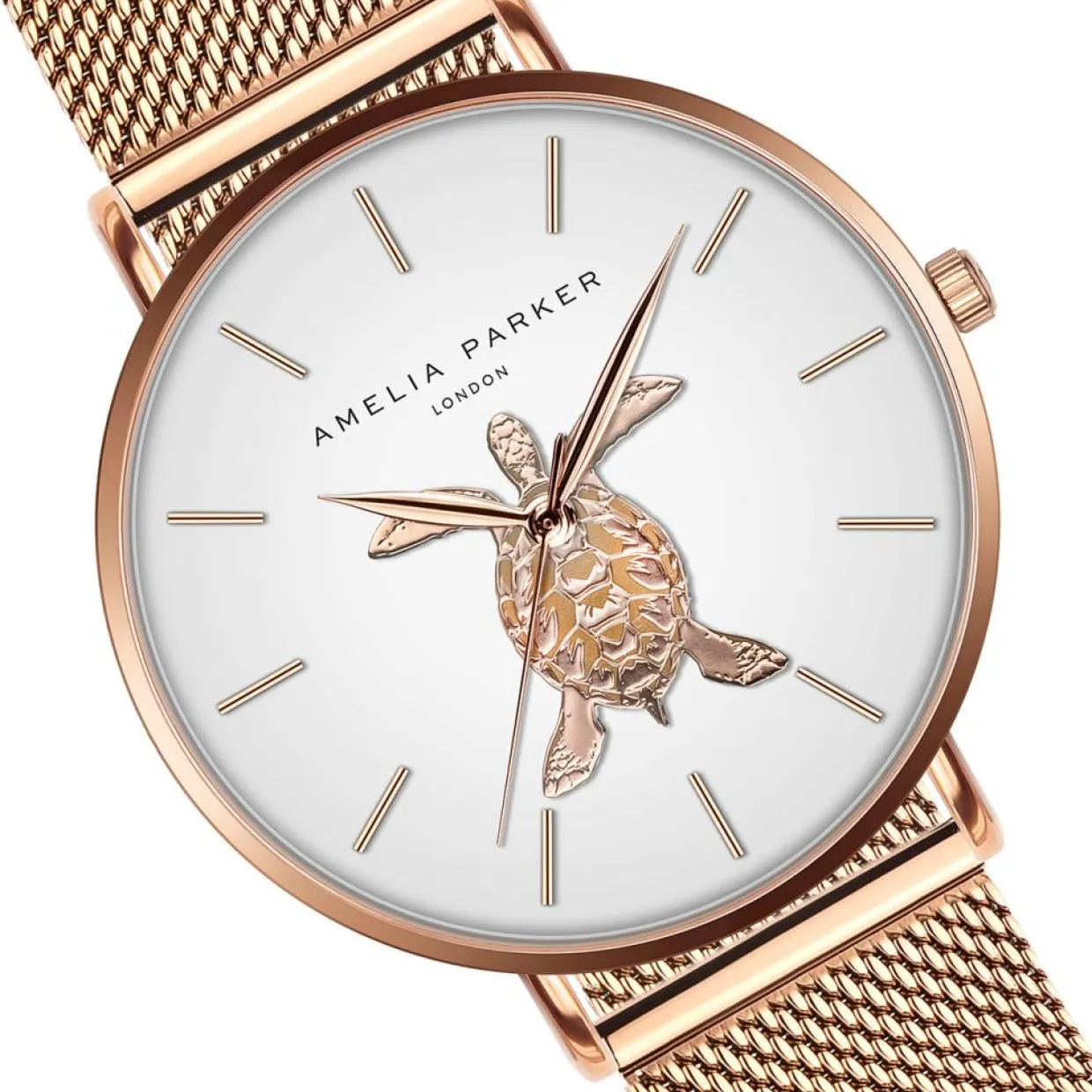 Femme Amelia Parker Montres^Montre Femme en Acier Rose Turtle rose doré