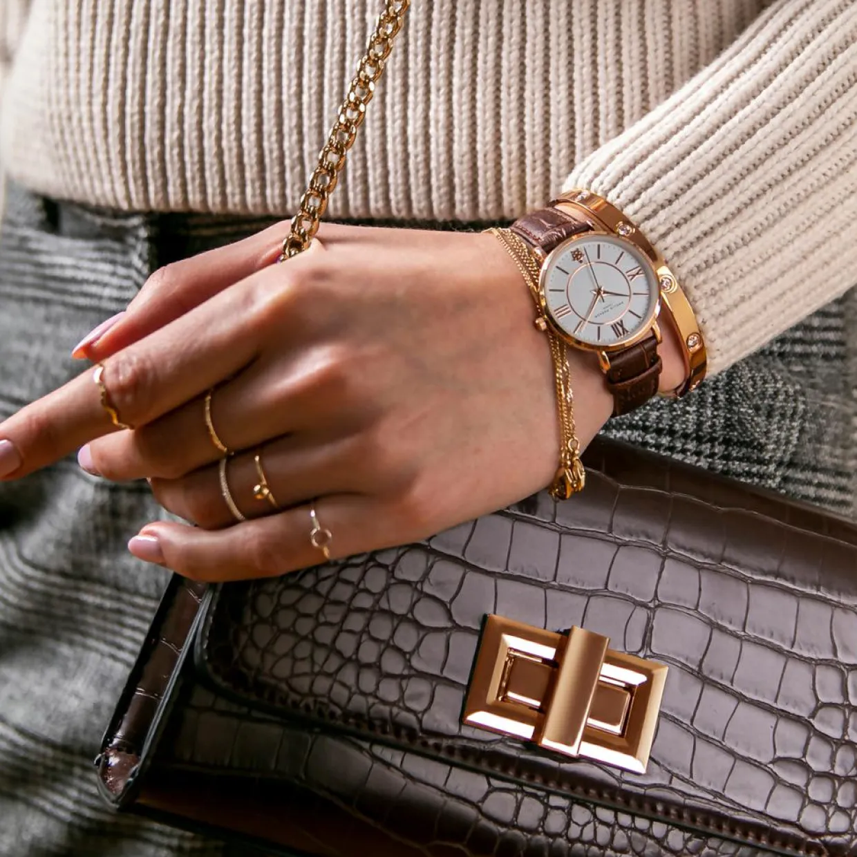 Montre Femme en Cuir Petite Classique marron-Amelia Parker Discount