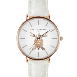 Femme Amelia Parker Montres^Montre Femme en Cuir Rose Turtle blanche