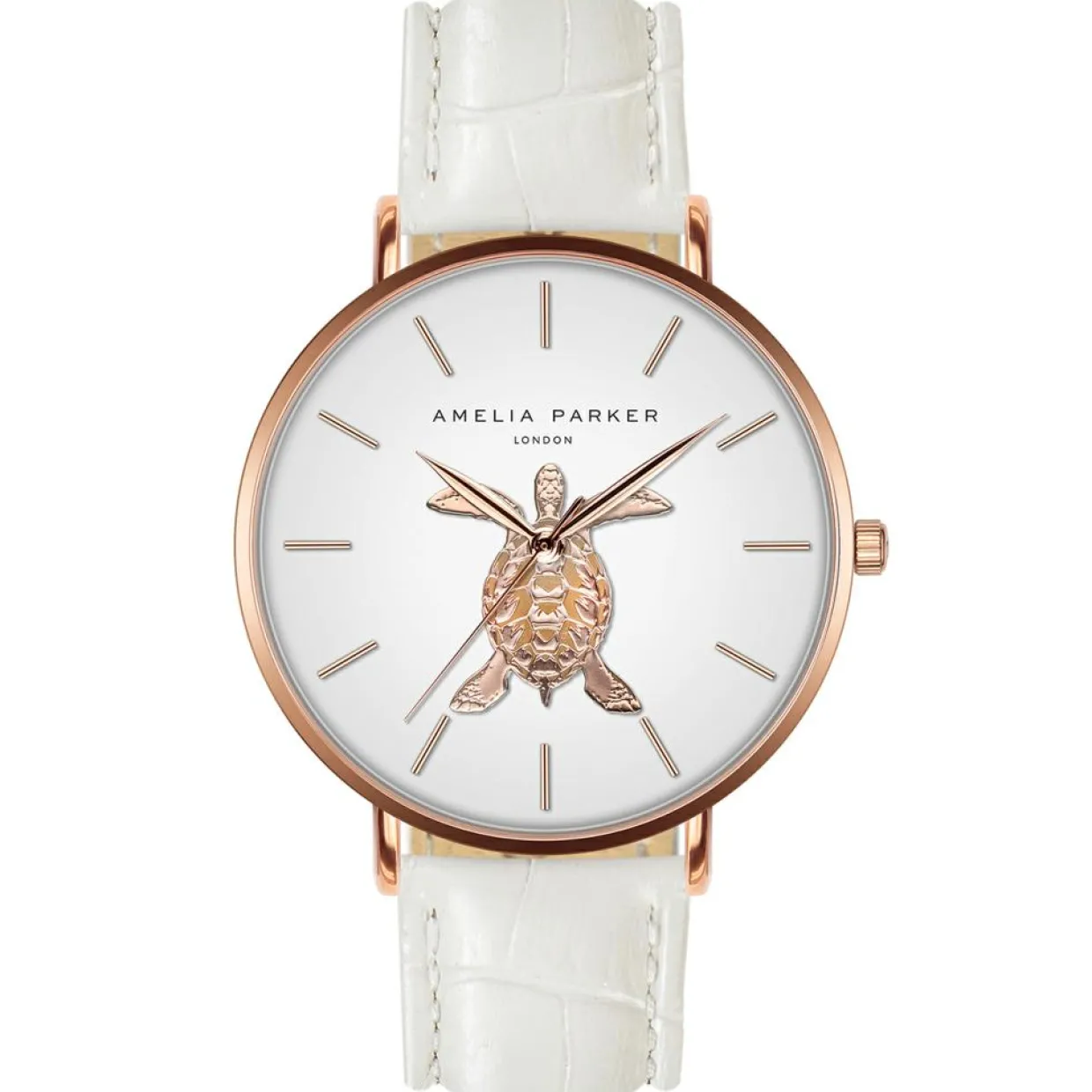 Femme Amelia Parker Montres^Montre Femme en Cuir Rose Turtle blanche