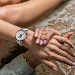 Femme Amelia Parker Montres^Montre Femme en Cuir Rose Turtle blanche