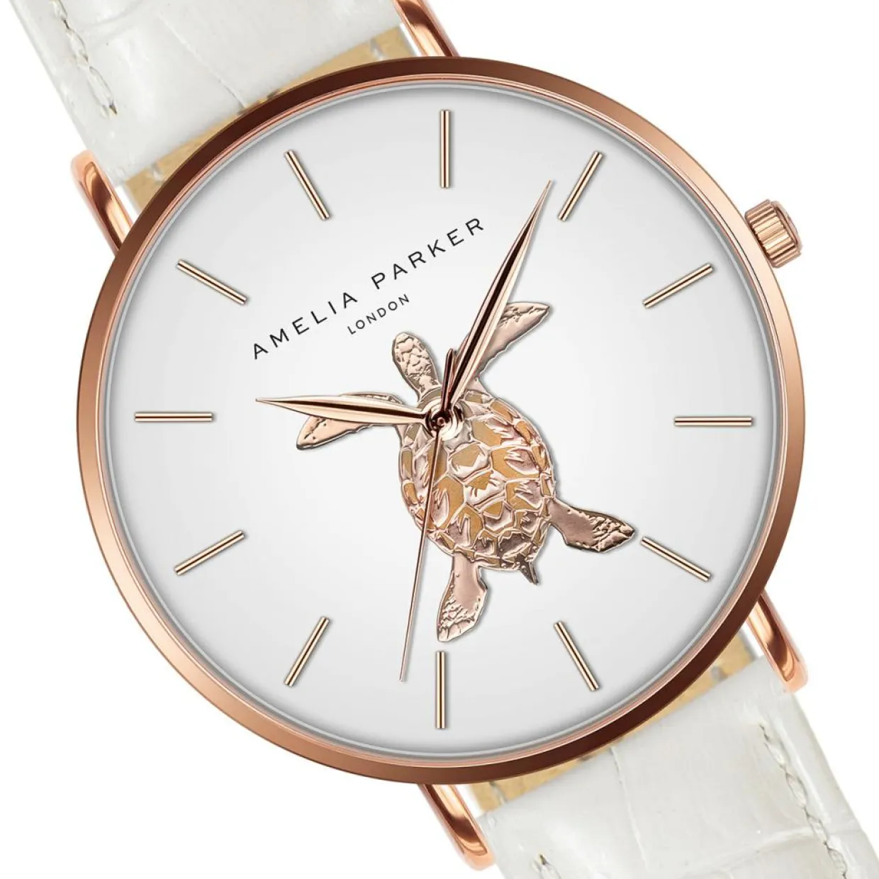 Femme Amelia Parker Montres^Montre Femme en Cuir Rose Turtle blanche