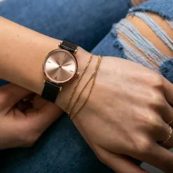 Femme Amelia Parker Montres^Montre Femme Gold Shore en Acier noire