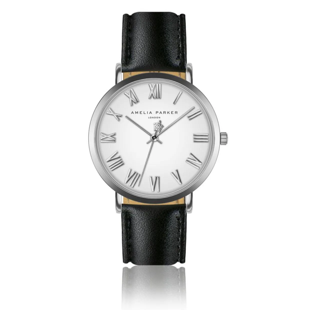 Femme Amelia Parker Montres^Montre Femme Grand Blanc en Cuir noire