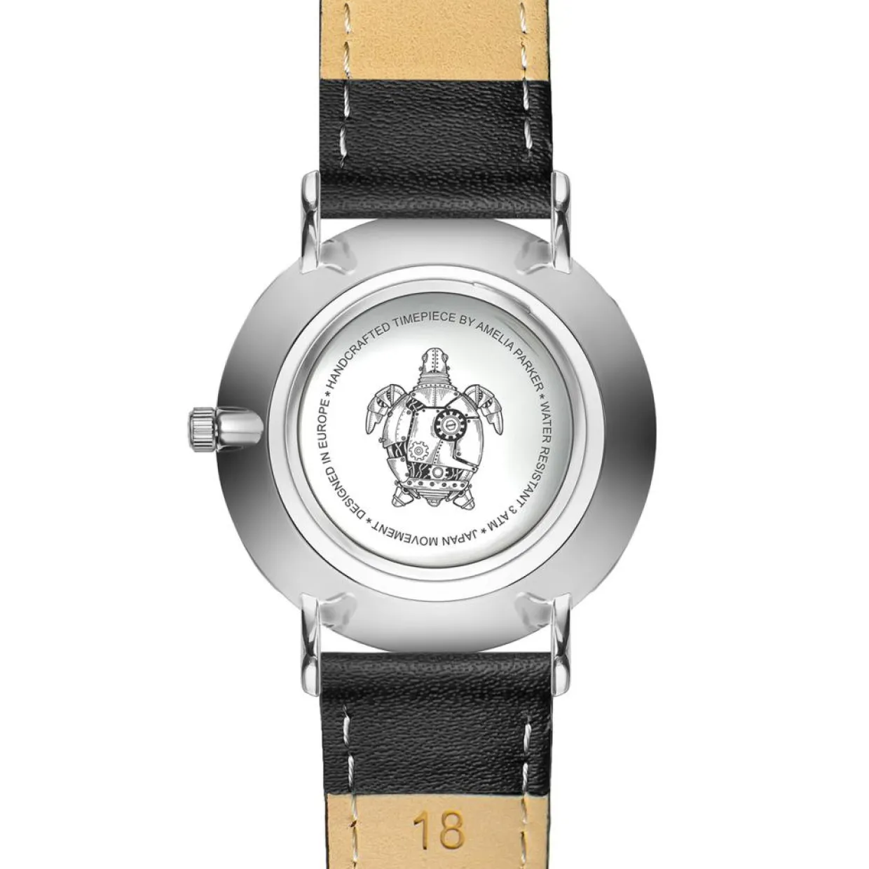 Femme Amelia Parker Montres^Montre Femme Grand Blanc en Cuir noire