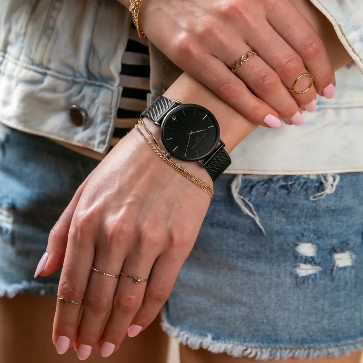 Montre Femme Jet Black en Acier noire-Amelia Parker