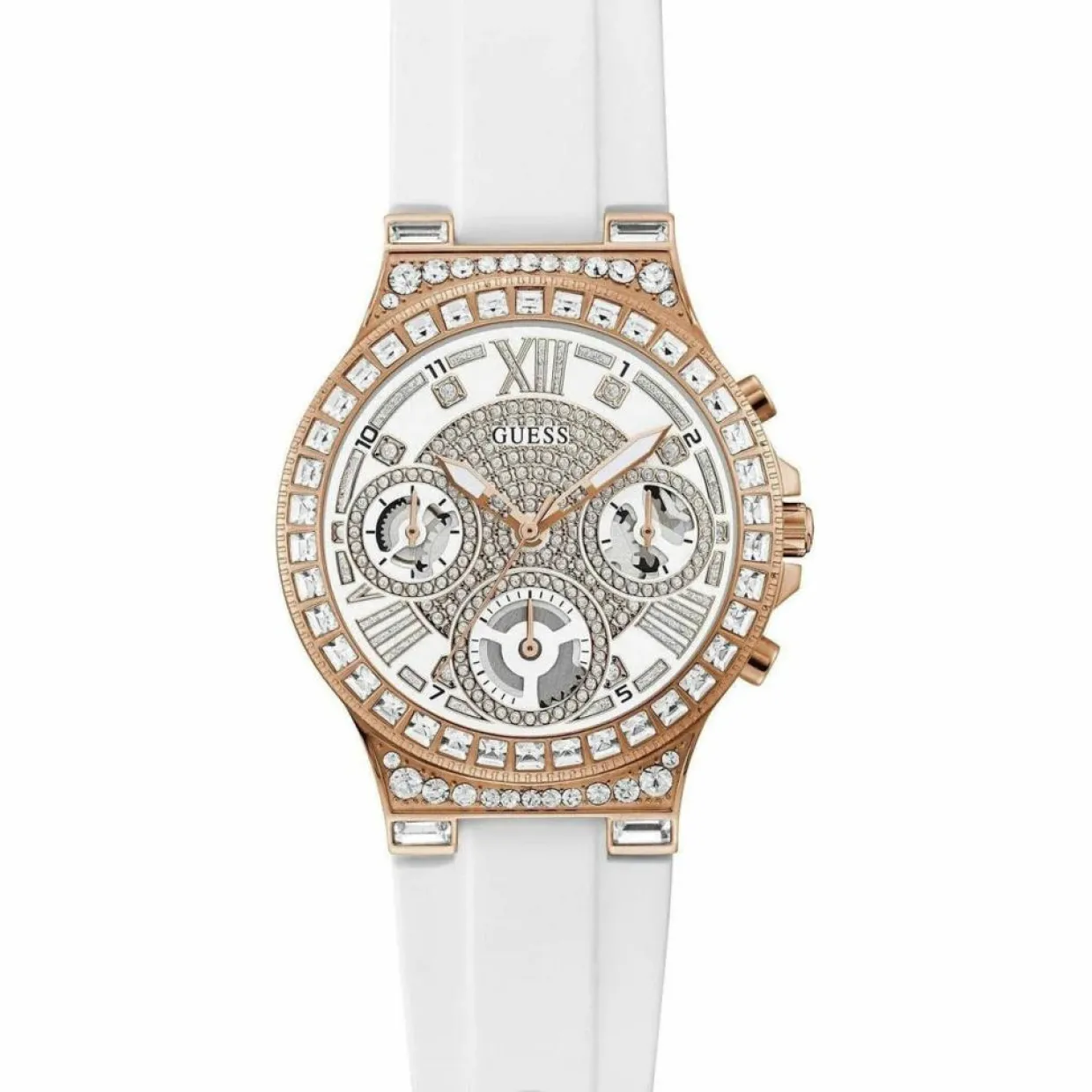 Montre Femme Moonlight en Silicone blanche-Guess Clearance