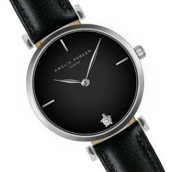 Montre Femme Night Shore en Cuir noire-Amelia Parker Clearance