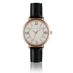 Montre Femme Petite Classique en Cuir noire-Amelia Parker New