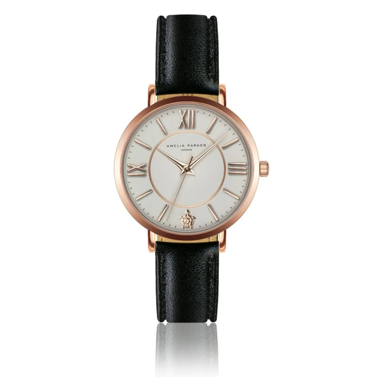Montre Femme Petite Classique en Cuir noire-Amelia Parker New