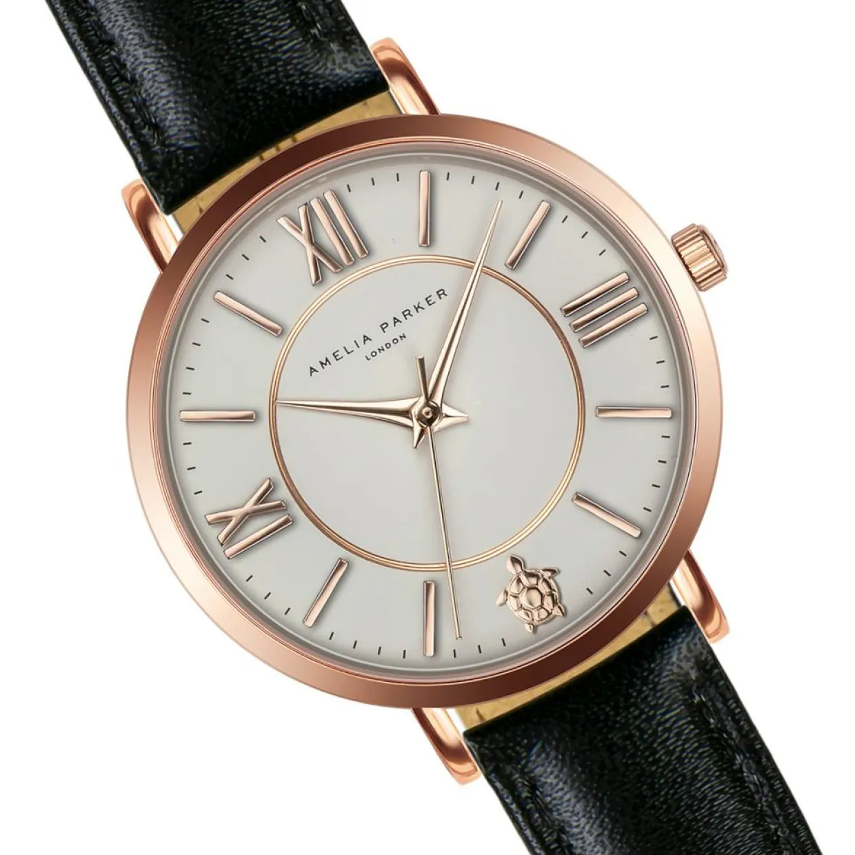 Montre Femme Petite Classique en Cuir noire-Amelia Parker New
