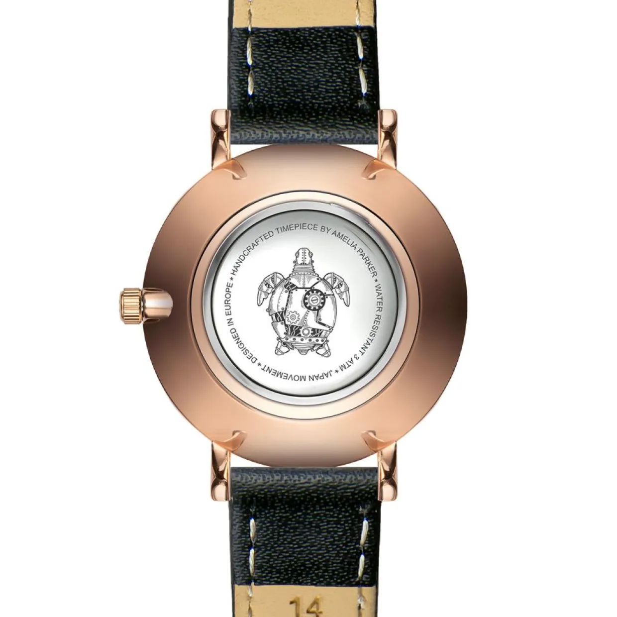 Montre Femme Petite Classique en Cuir noire-Amelia Parker New