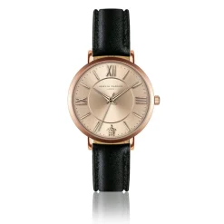 Montre Femme Petite Rose en Cuir noire-Amelia Parker Discount
