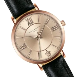 Montre Femme Petite Rose en Cuir noire-Amelia Parker Discount