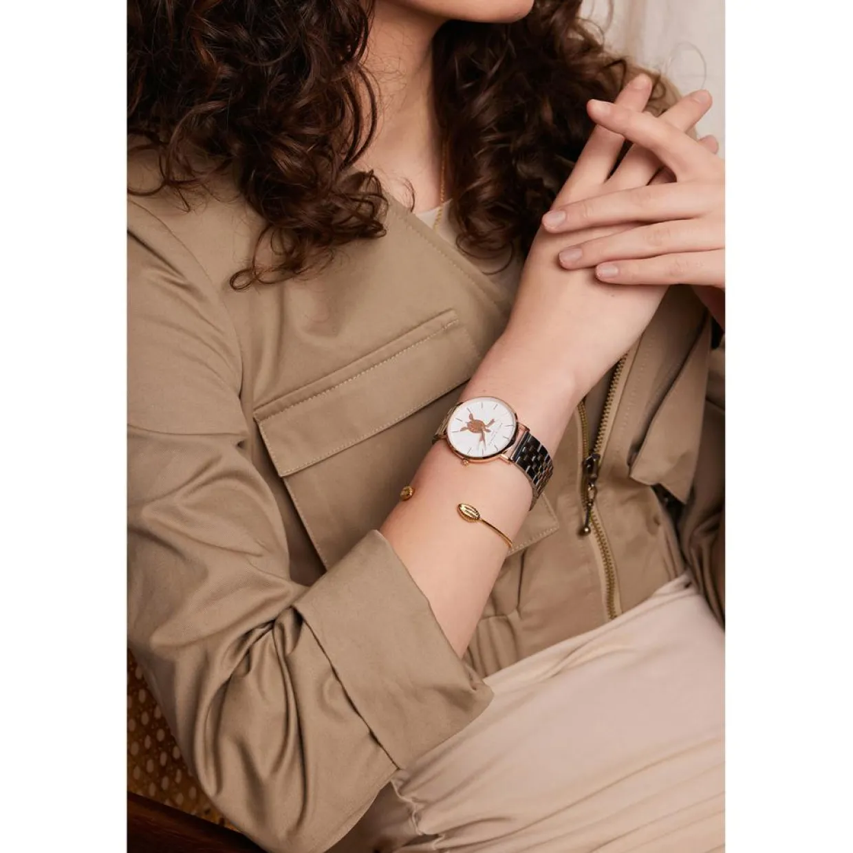 Montre Femme Rose Turtle en Acier rose doré/argenté-Amelia Parker Outlet