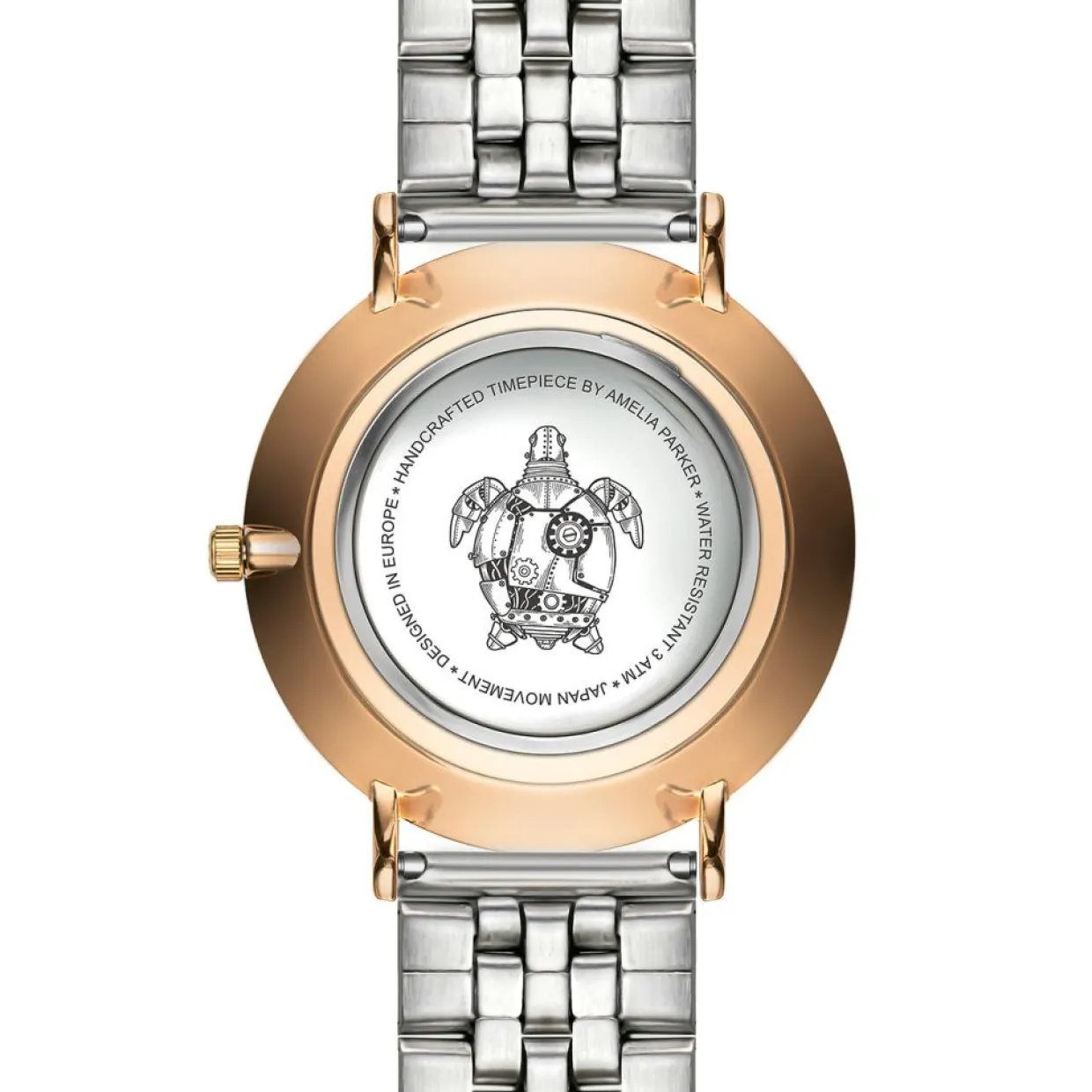 Montre Femme Rose Turtle en Acier rose doré/argenté-Amelia Parker Outlet