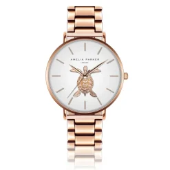 Montre Femme Rose Turtle en Acier rose doré-Amelia Parker Hot