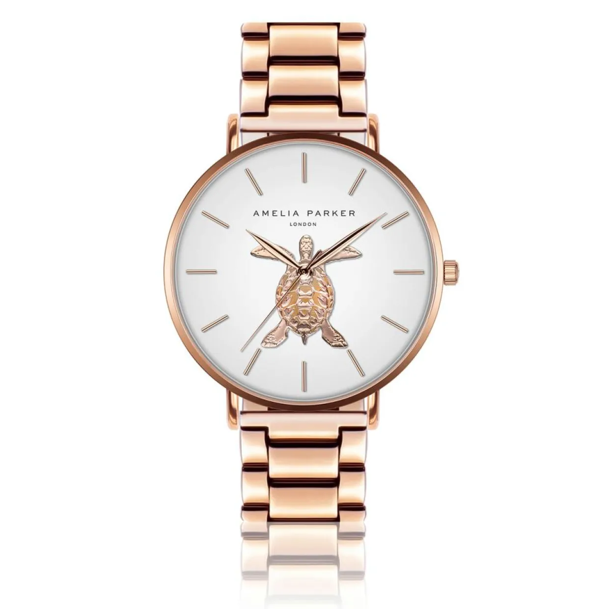Montre Femme Rose Turtle en Acier rose doré-Amelia Parker Hot