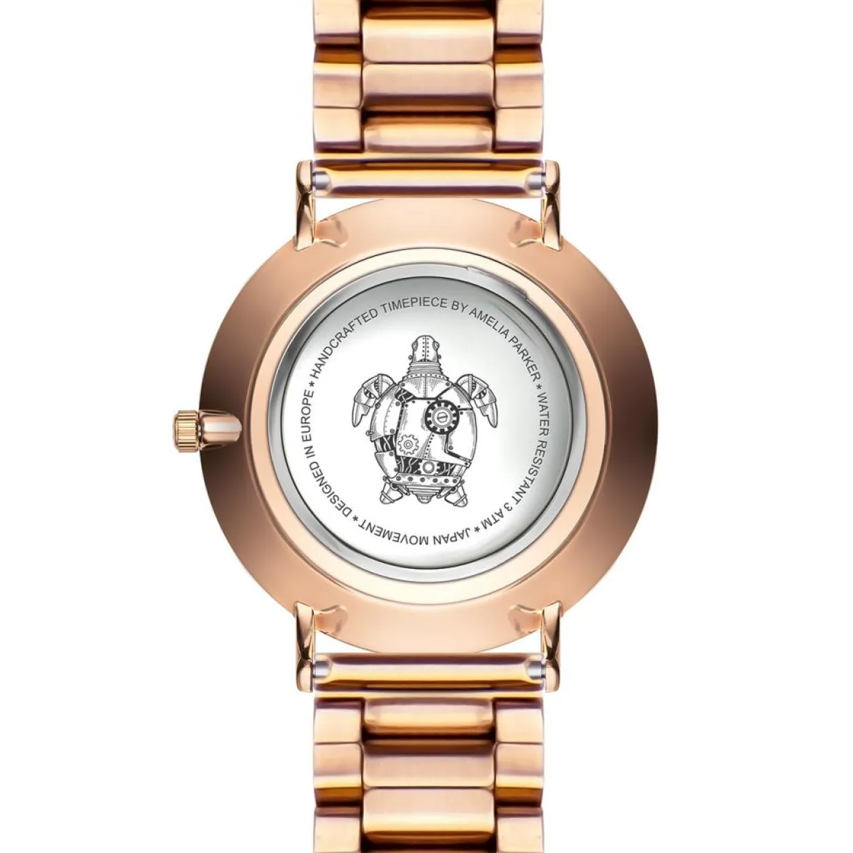 Montre Femme Rose Turtle en Acier rose doré-Amelia Parker Hot