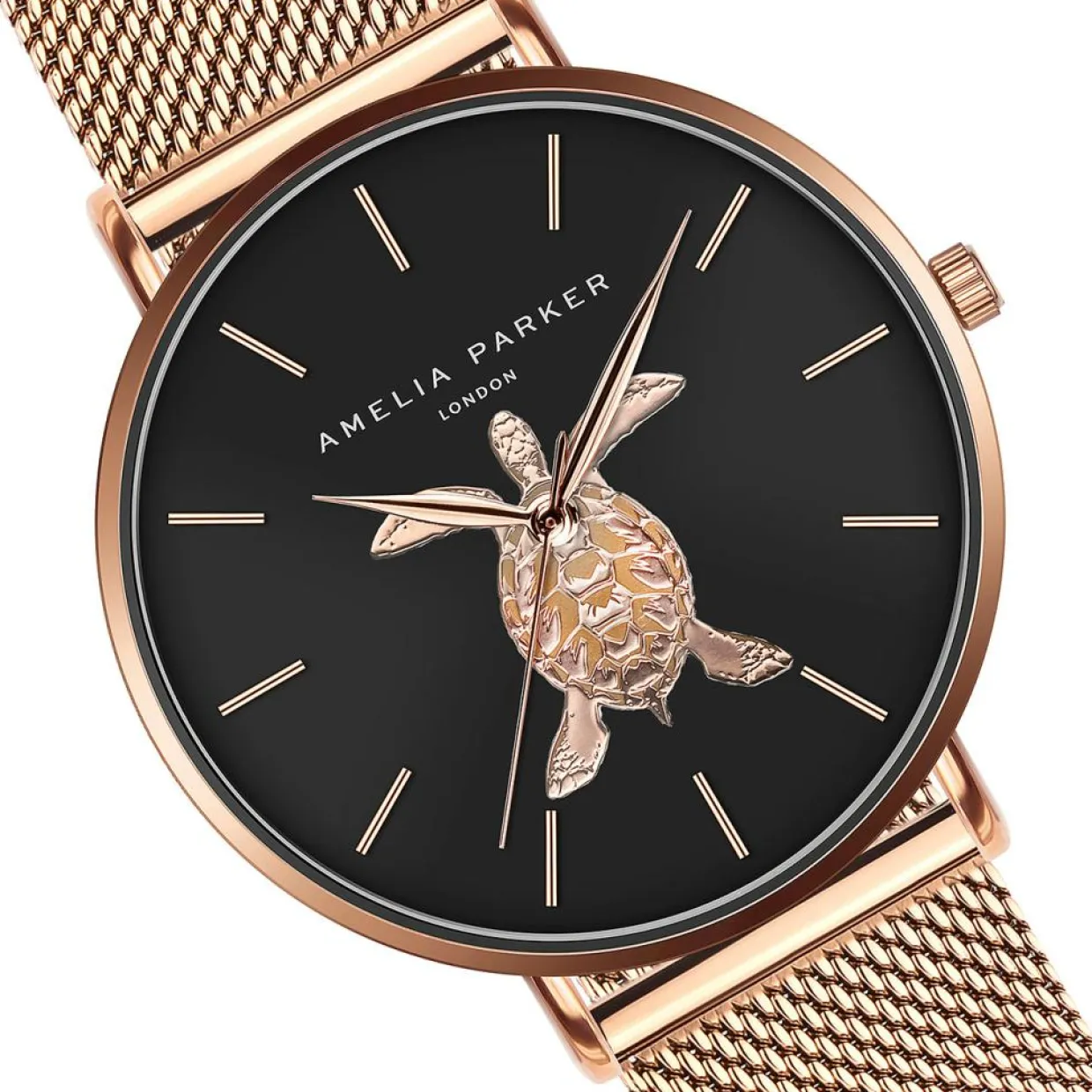 Femme Amelia Parker Montres^Montre Femme Sea Turtle en Acier rose doré