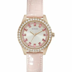 Femme Guess Montres^Montre Femme Sparkling en Cuir rose