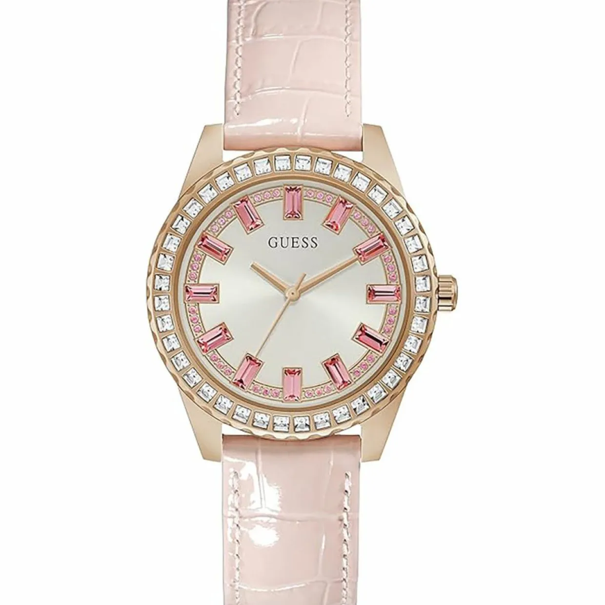 Femme Guess Montres^Montre Femme Sparkling en Cuir rose