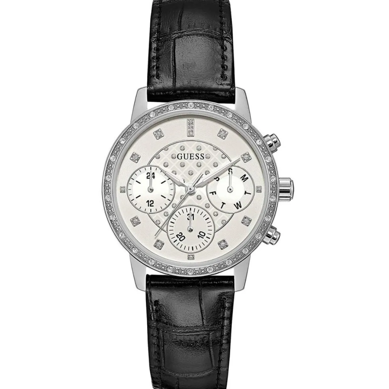 Femme Guess Montres^Montre Femme Sunny en Cuir noire