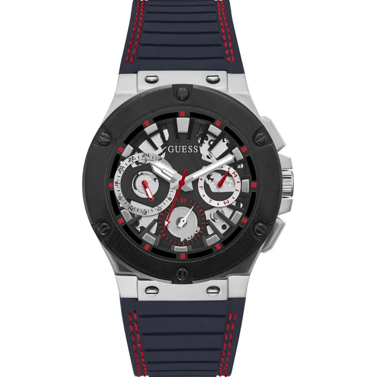 Homme Guess Montres^Montre Homme Circuit en Silicone noire