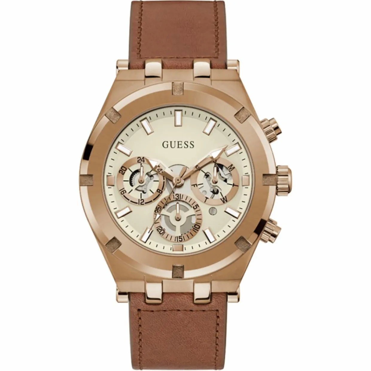 Montre Homme Continental en Cuir marron-Guess Hot