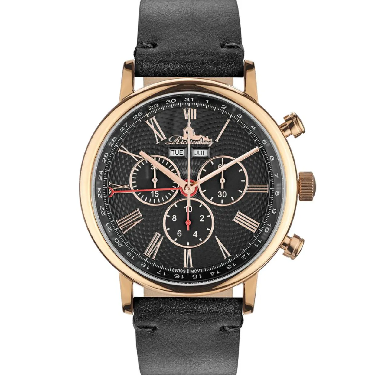 Montre Homme en Cuir Burbank noire-Richtenburg Discount