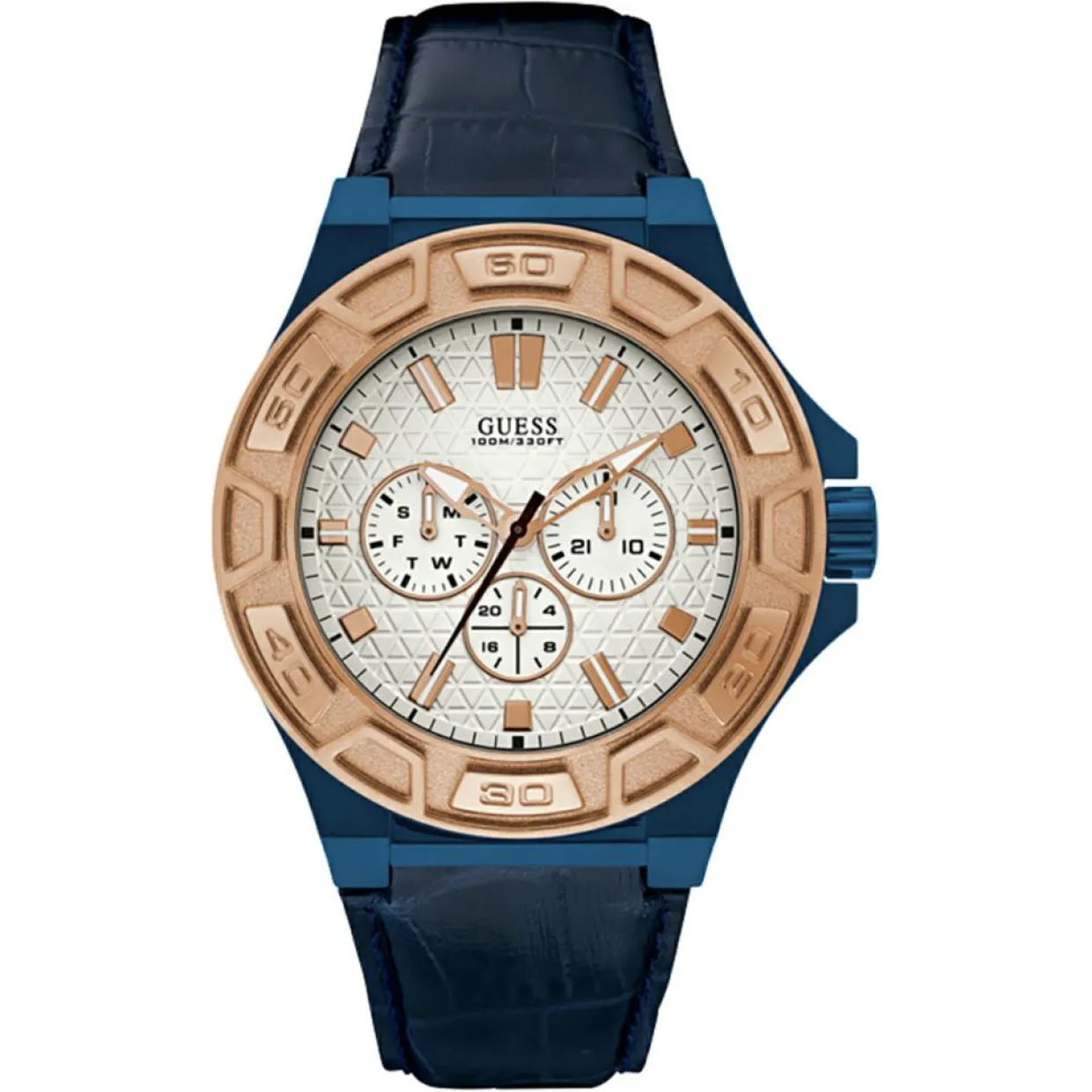 Homme Guess Montres^Montre Homme Force en Cuir bleue