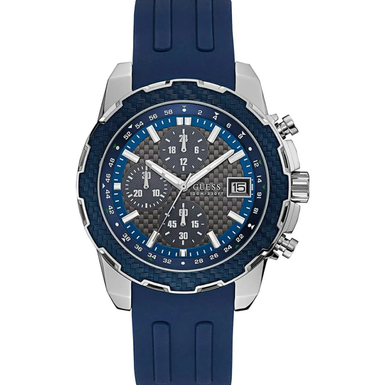 Homme Guess Montres^Montre Homme Octane en Caoutchouc bleue