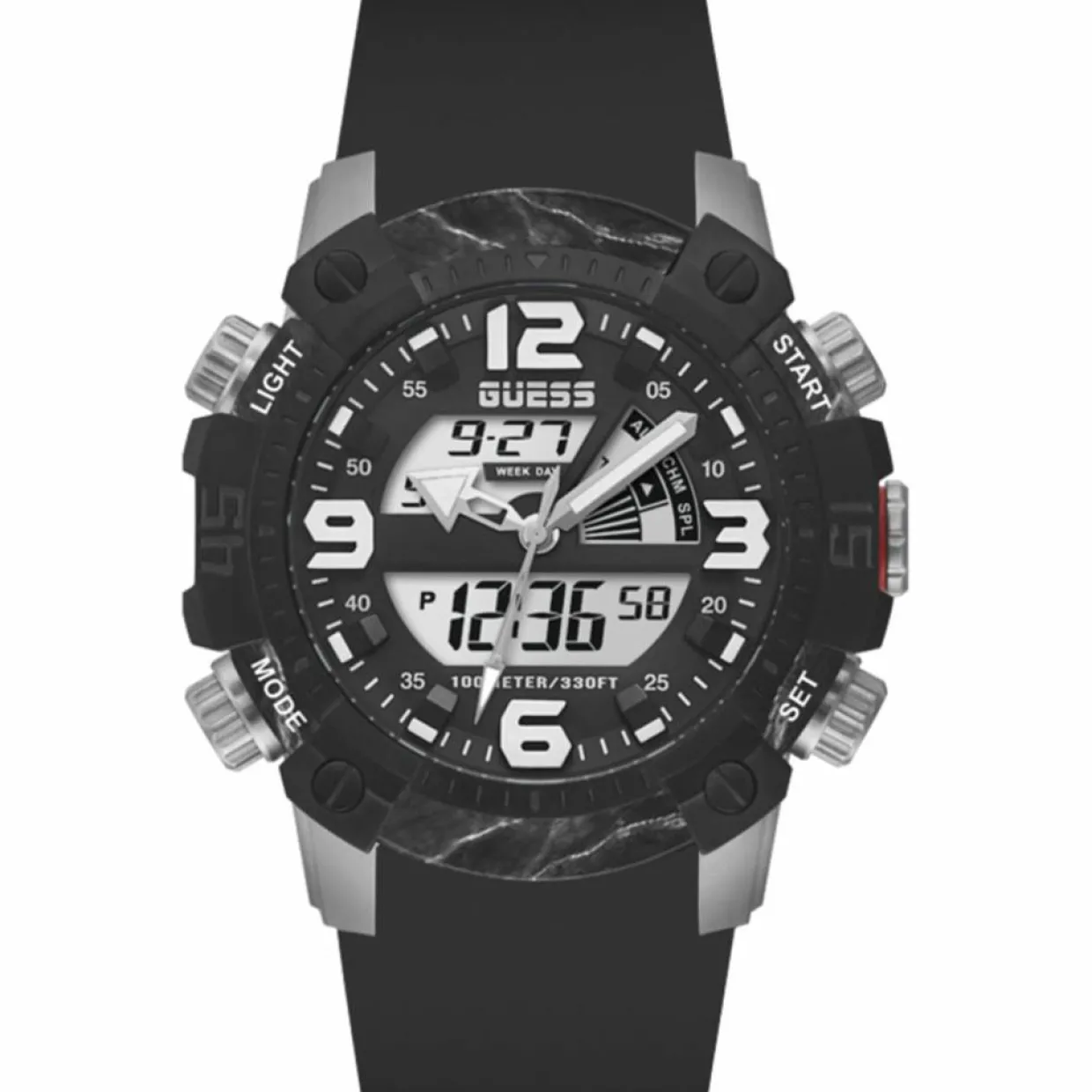 Montre Homme Slate en Silicone noire-Guess Clearance
